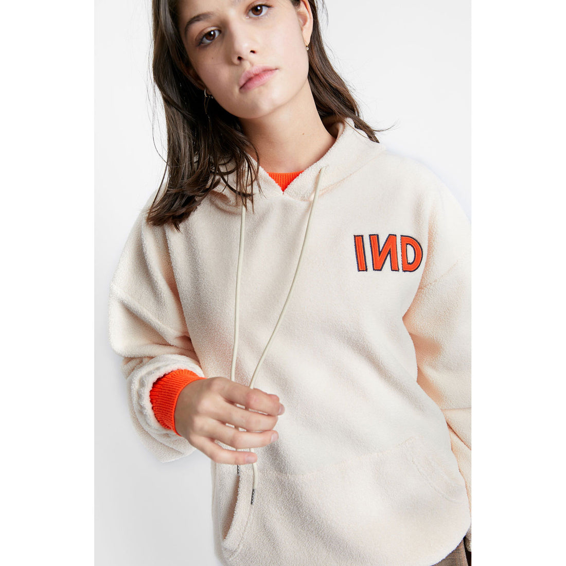 INDEE Off White Oversized Polar Hoody