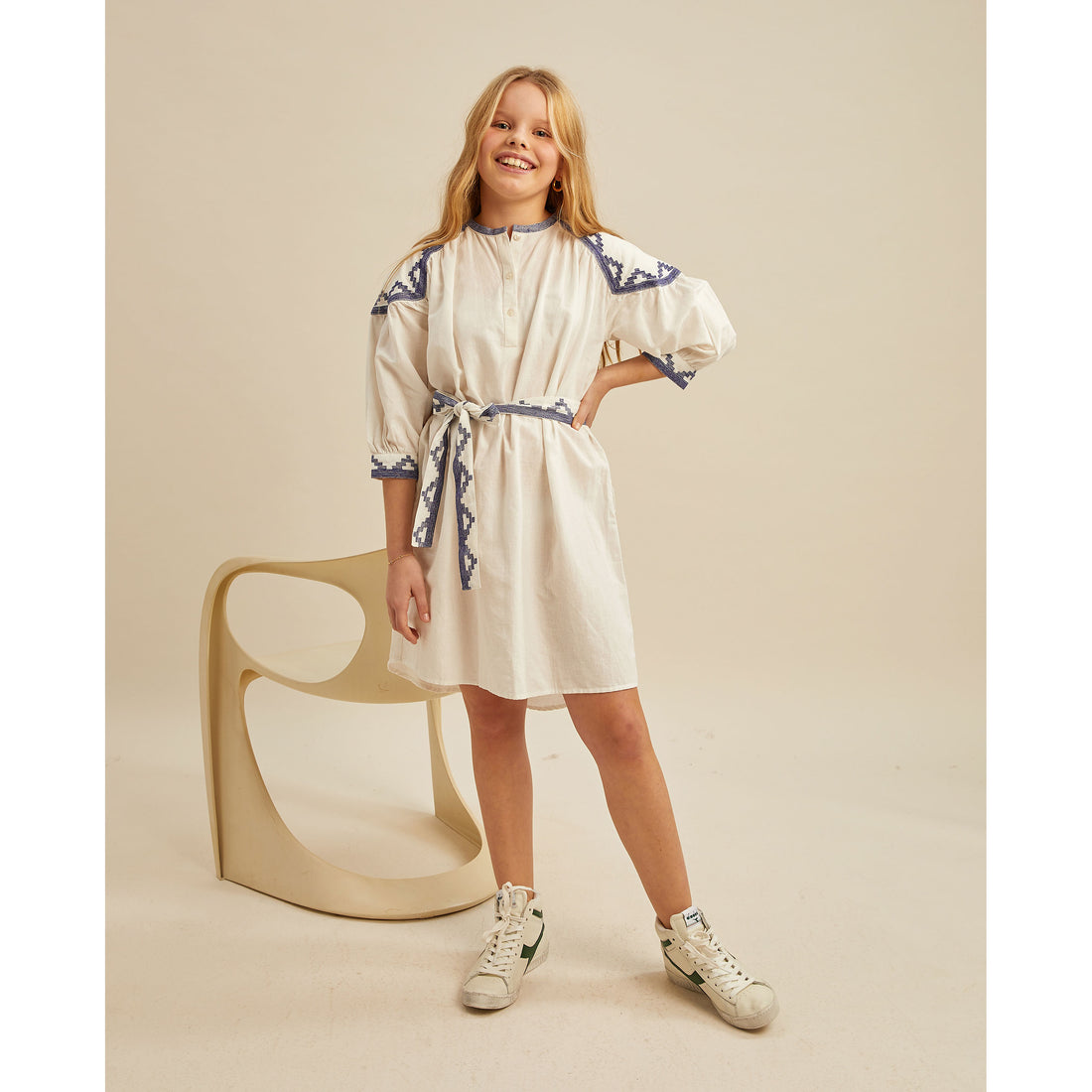 Les Coyotes de Paris White Embroidered Nandi Dress