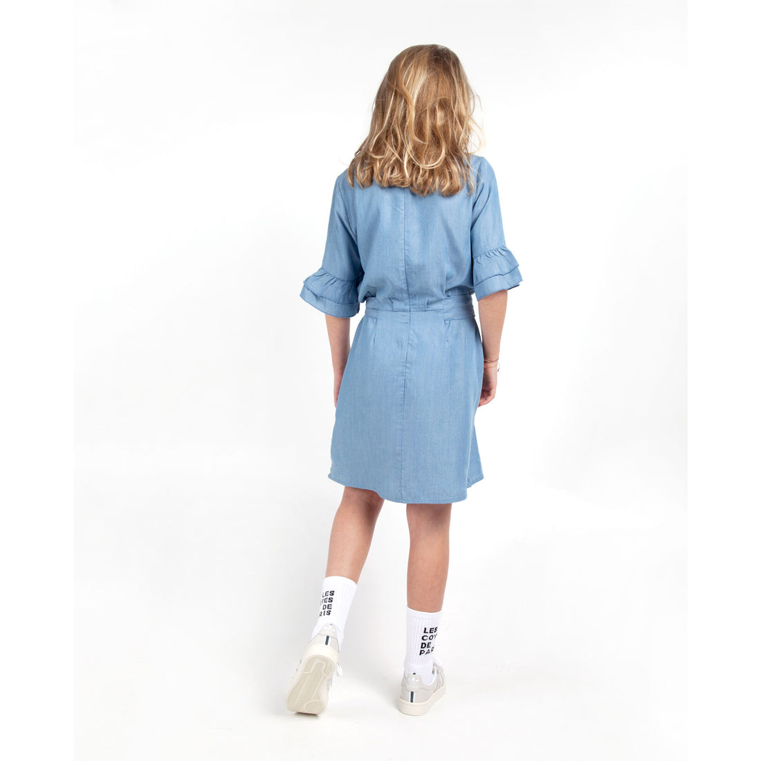 Les Coyotes De Paris Chambray Odina Ruffle Dress
