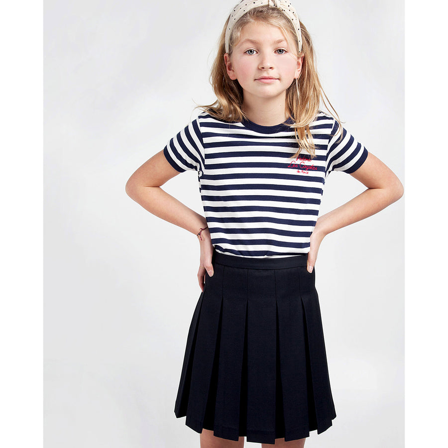 Les Coyotes De Paris Navy Vicky Classic Pleated Skirt