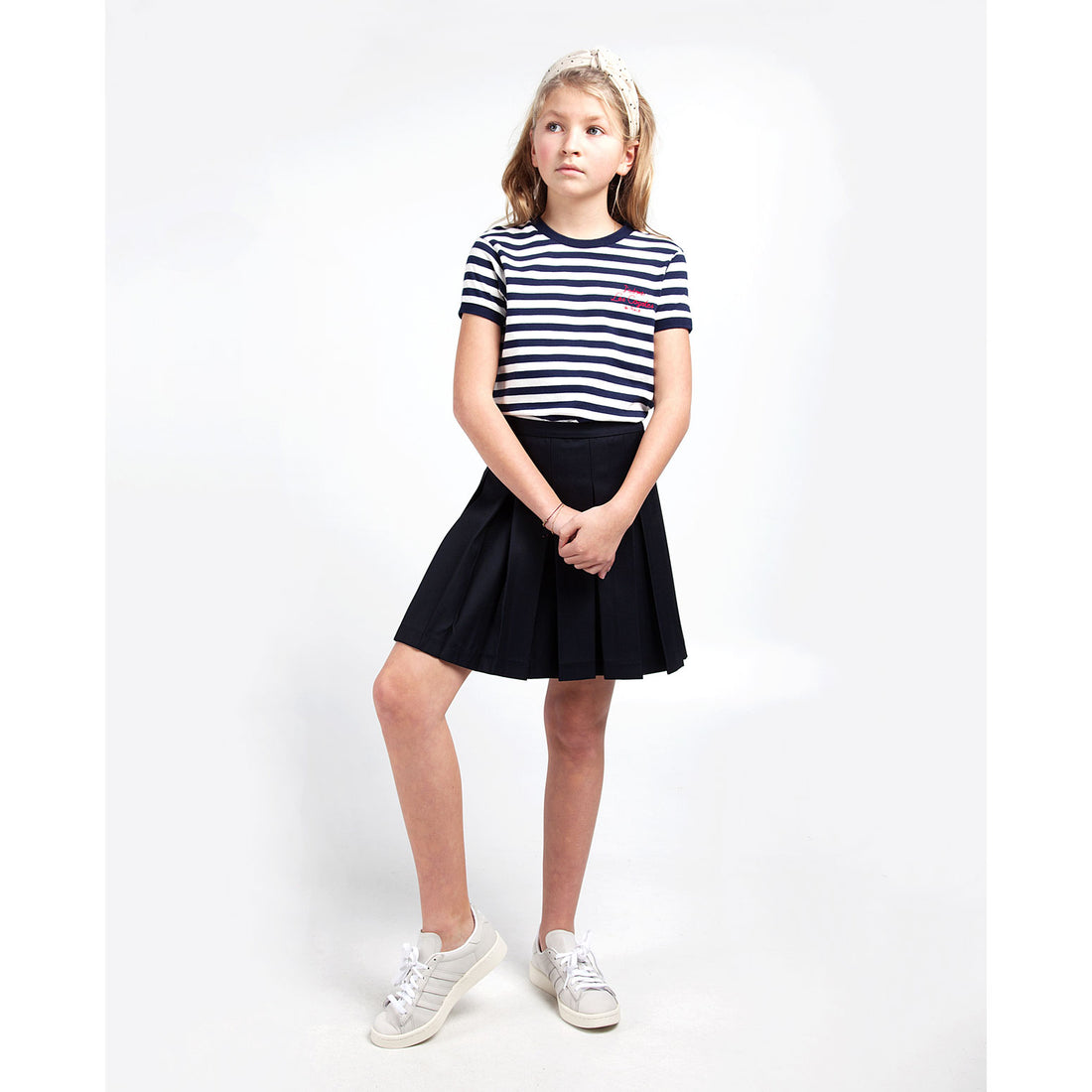 Les Coyotes De Paris Navy Vicky Classic Pleated Skirt