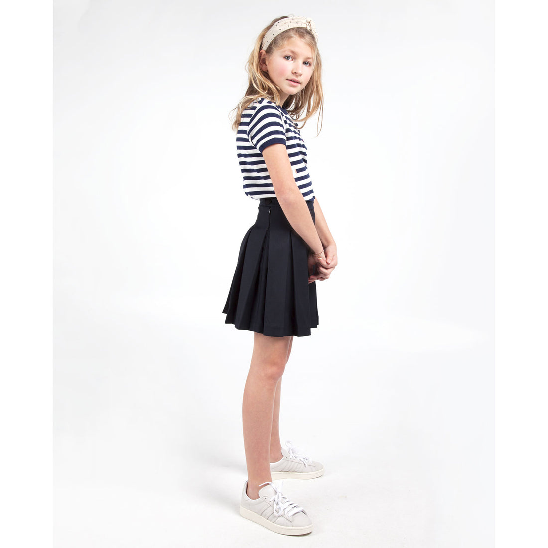 Les Coyotes De Paris Navy Vicky Classic Pleated Skirt