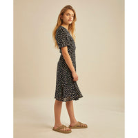 Les Coyotes de Paris Black Animal Print Marion Wrap Dress