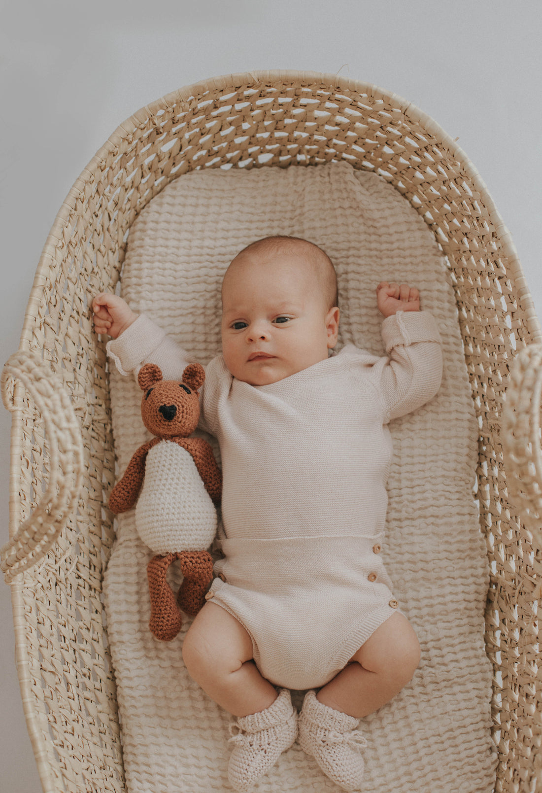 Buho Creamy Pink Newborn Buttoned Knit Culotte