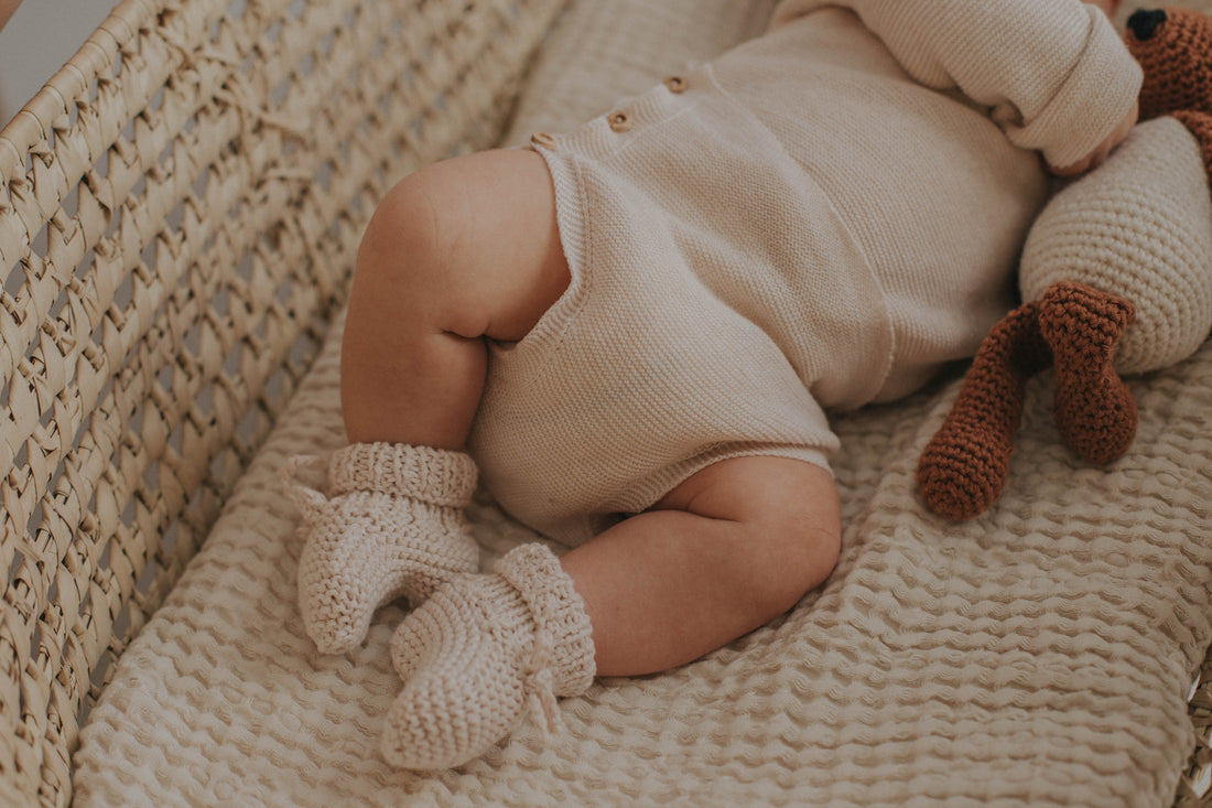 Buho Creamy Pink Newborn Buttoned Knit Culotte