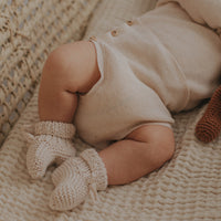 Buho Creamy Pink Newborn Buttoned Knit Culotte