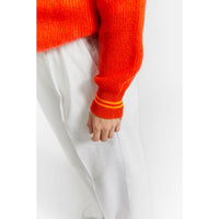 Indee Flame Red Plain Mohair Knit Cardigan