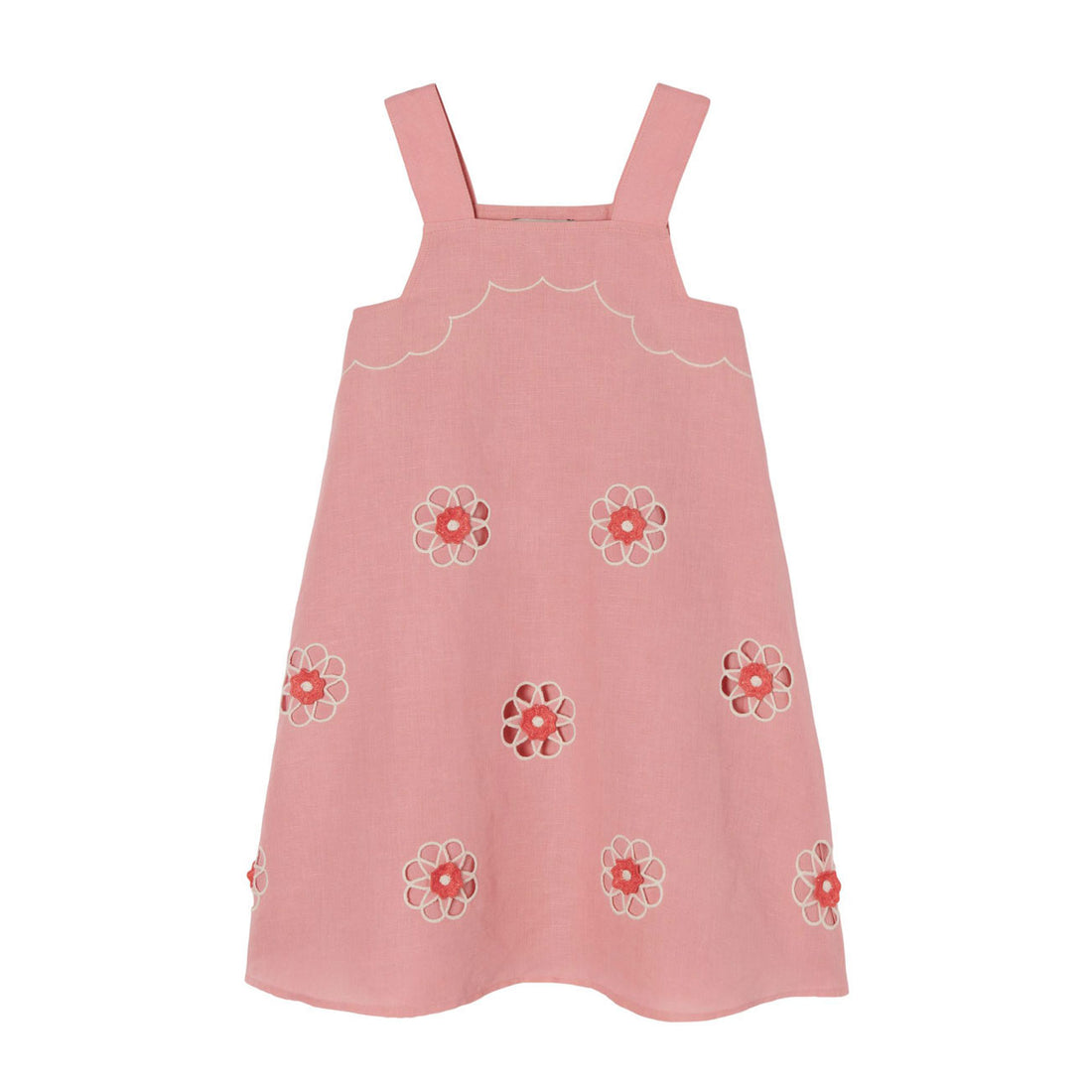 Stella McCartney Pink Linen Cotton Embroidered Dress