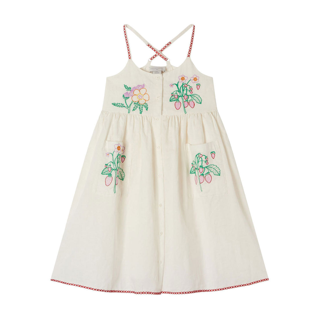 Stella McCartney Cream Linen Cotton Embroidered Dress