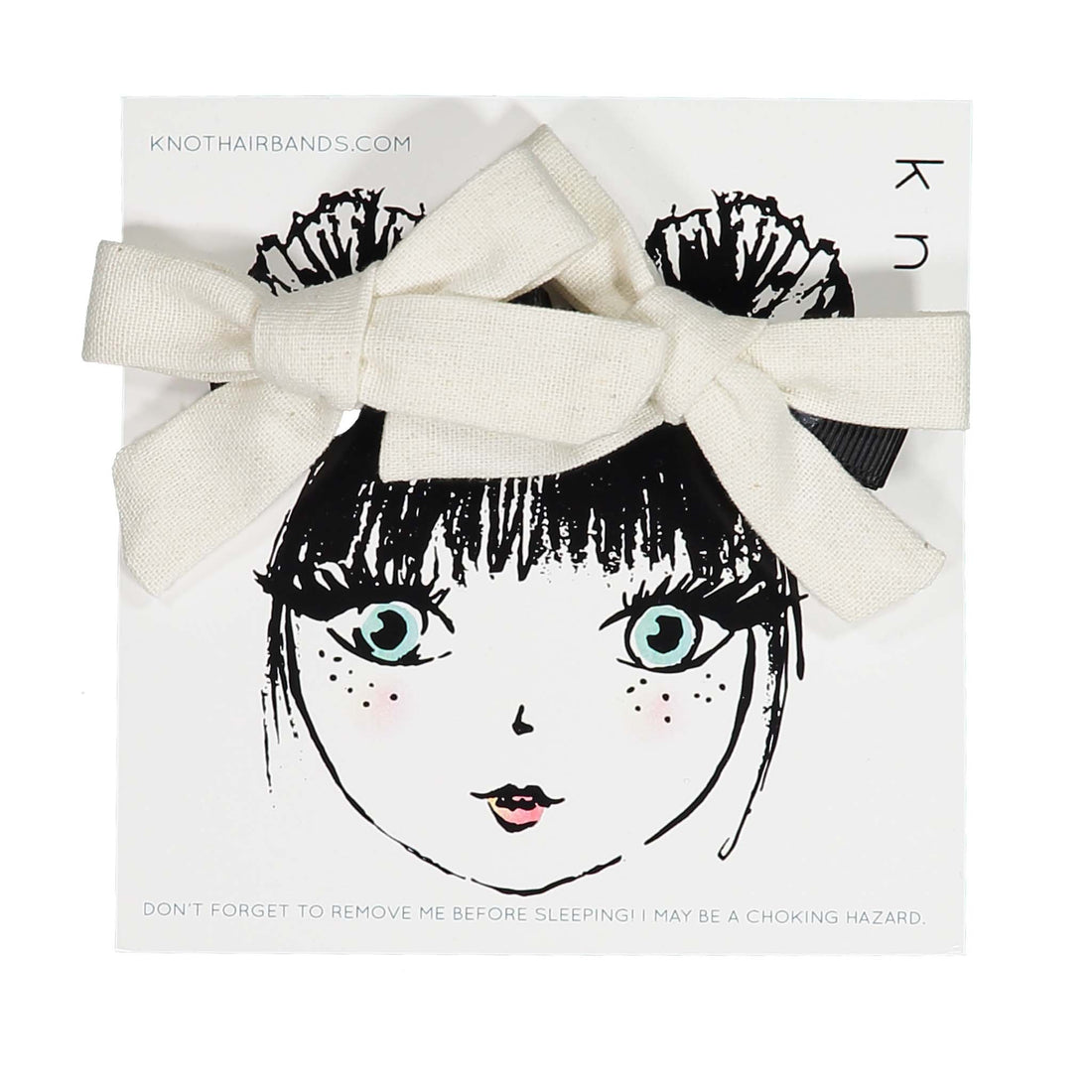 Knot Hairbands Linen Mini Bow Set // Ecru