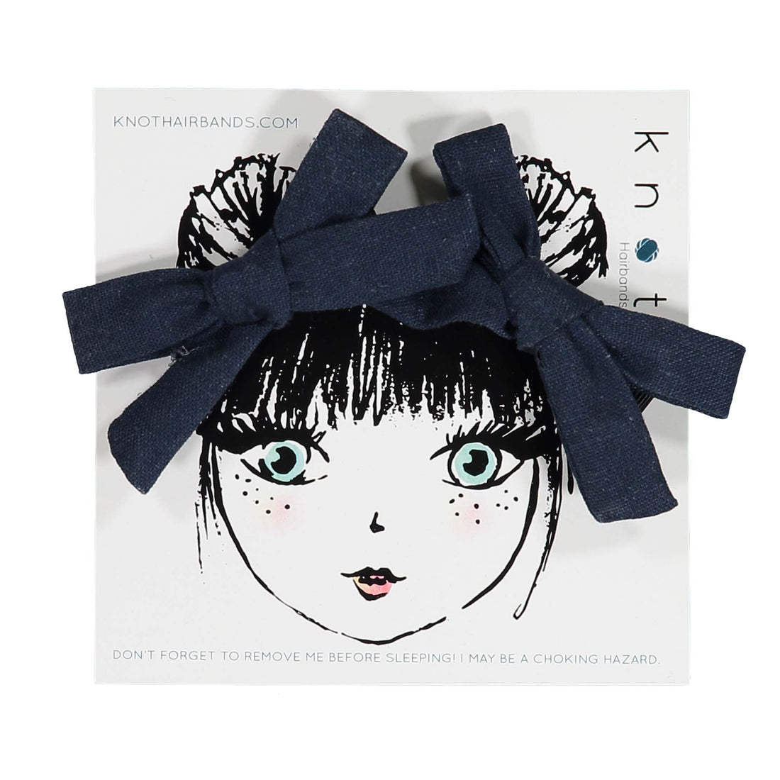 Knot Hairbands Linen Mini Bow Set // Navy