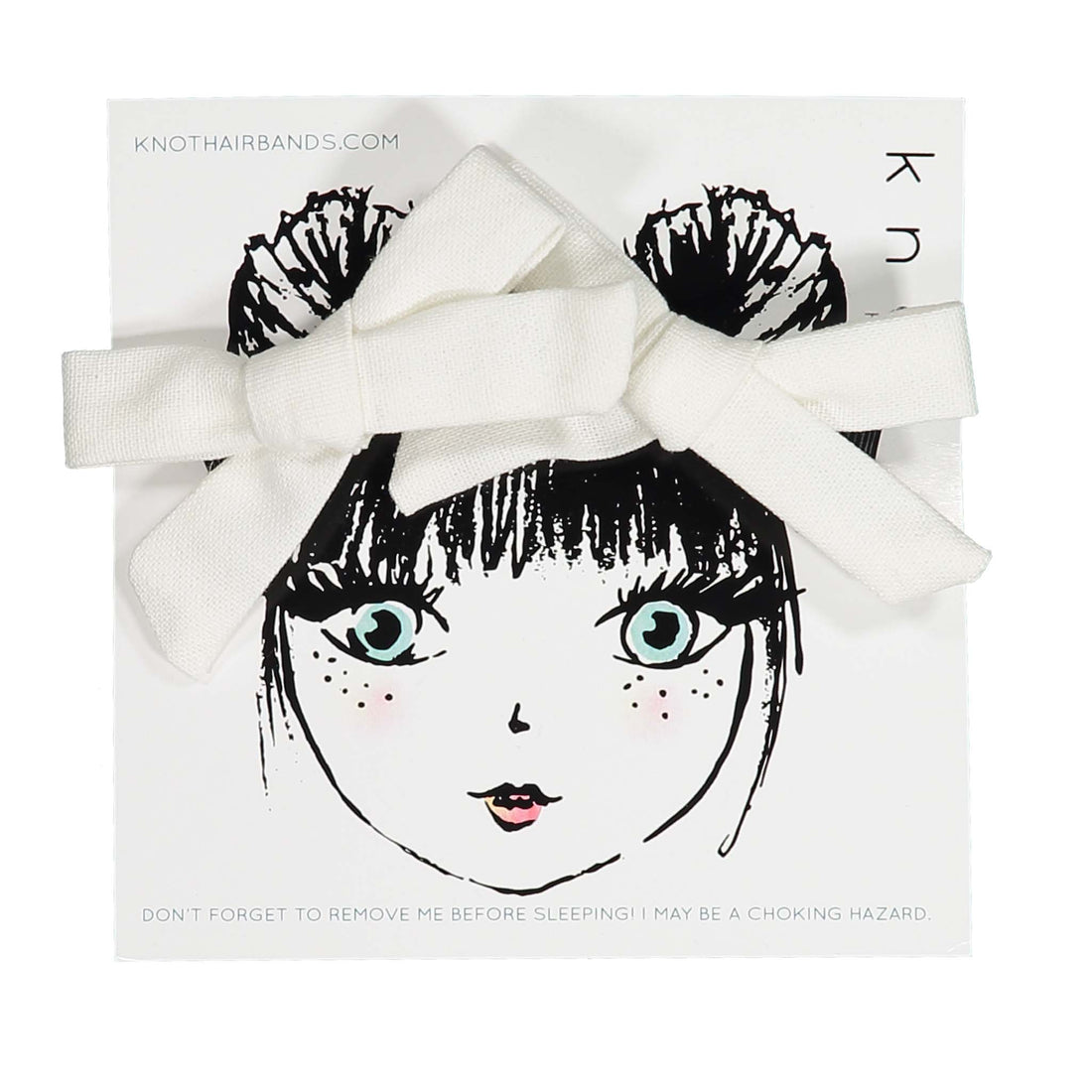 Knot Hairbands Linen Mini Bow Set // White