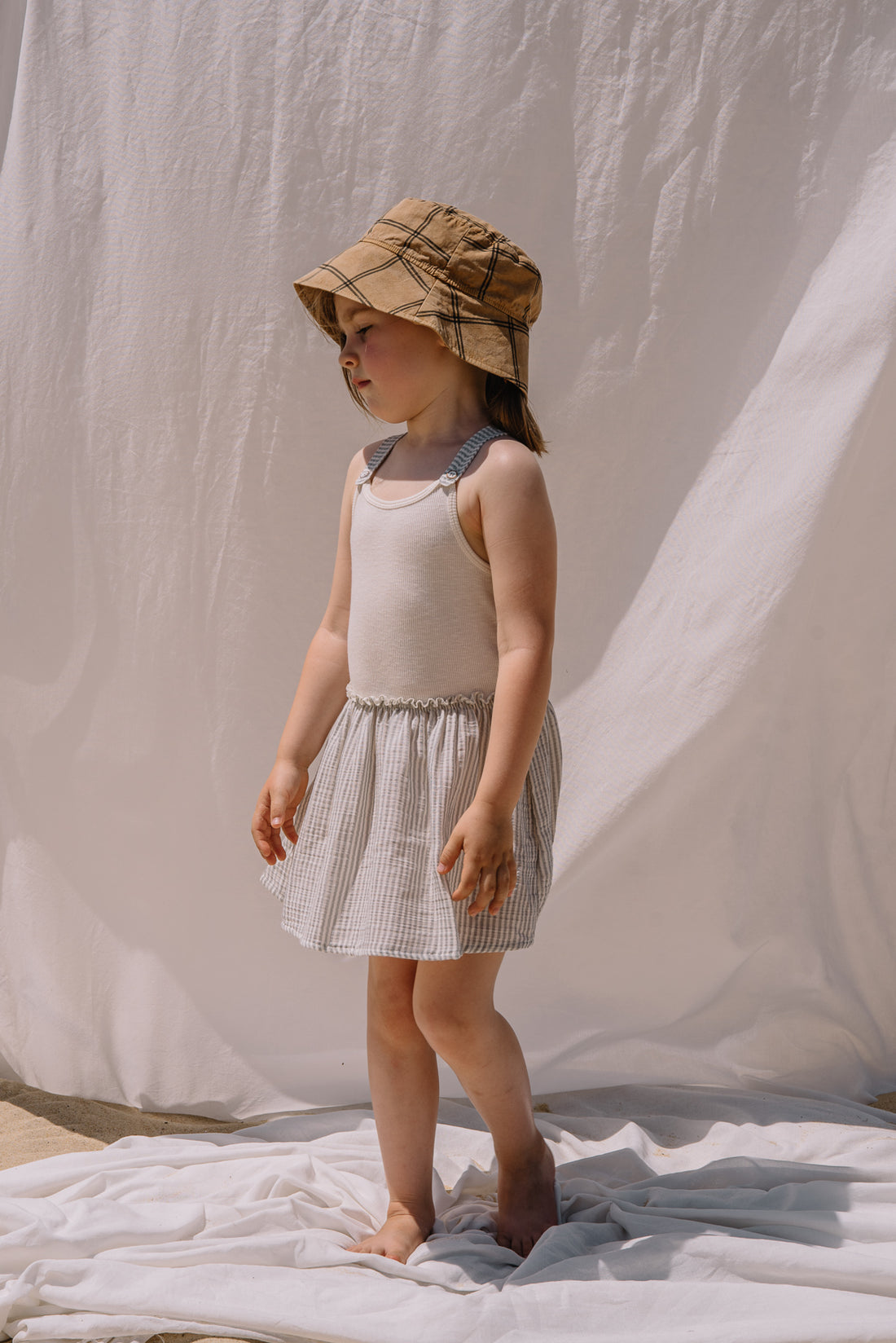 Buho Light Grey Rib & Stripes Combi Dress
