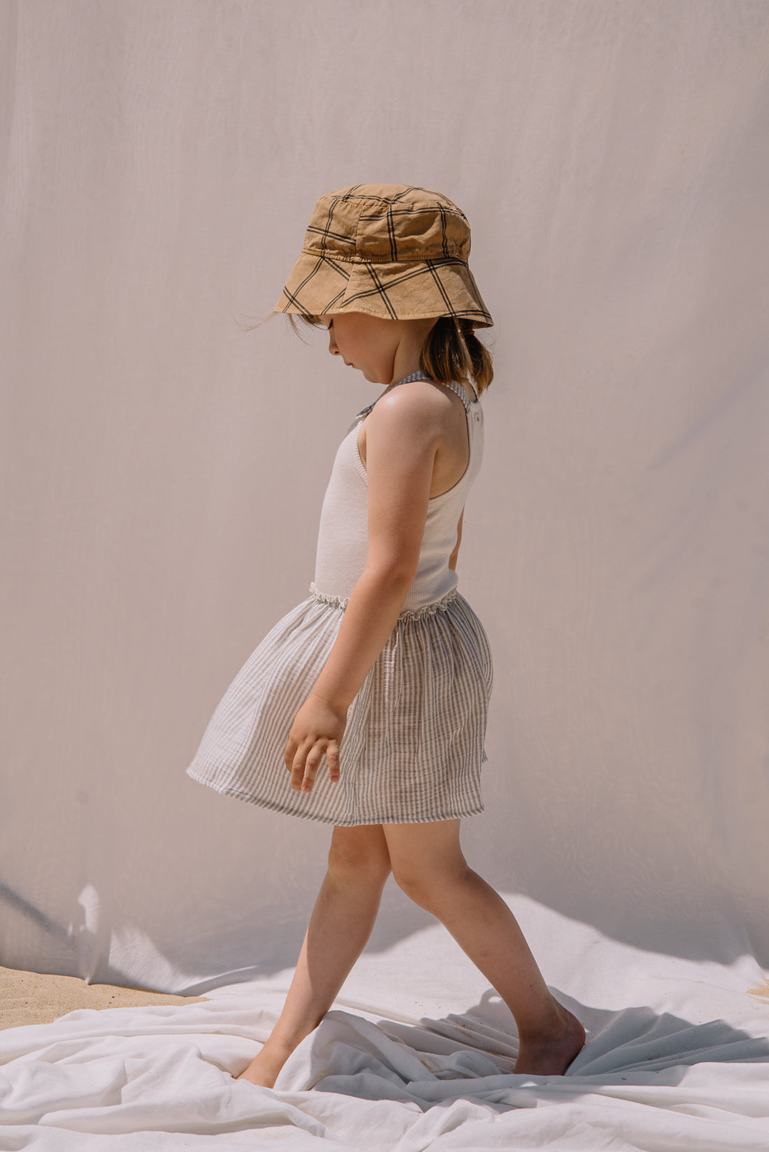 Buho Light Grey Rib & Stripes Combi Dress