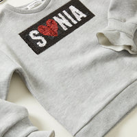 Sonia Rykiel Grey Lovely Reversible Sequin Sweatshirt