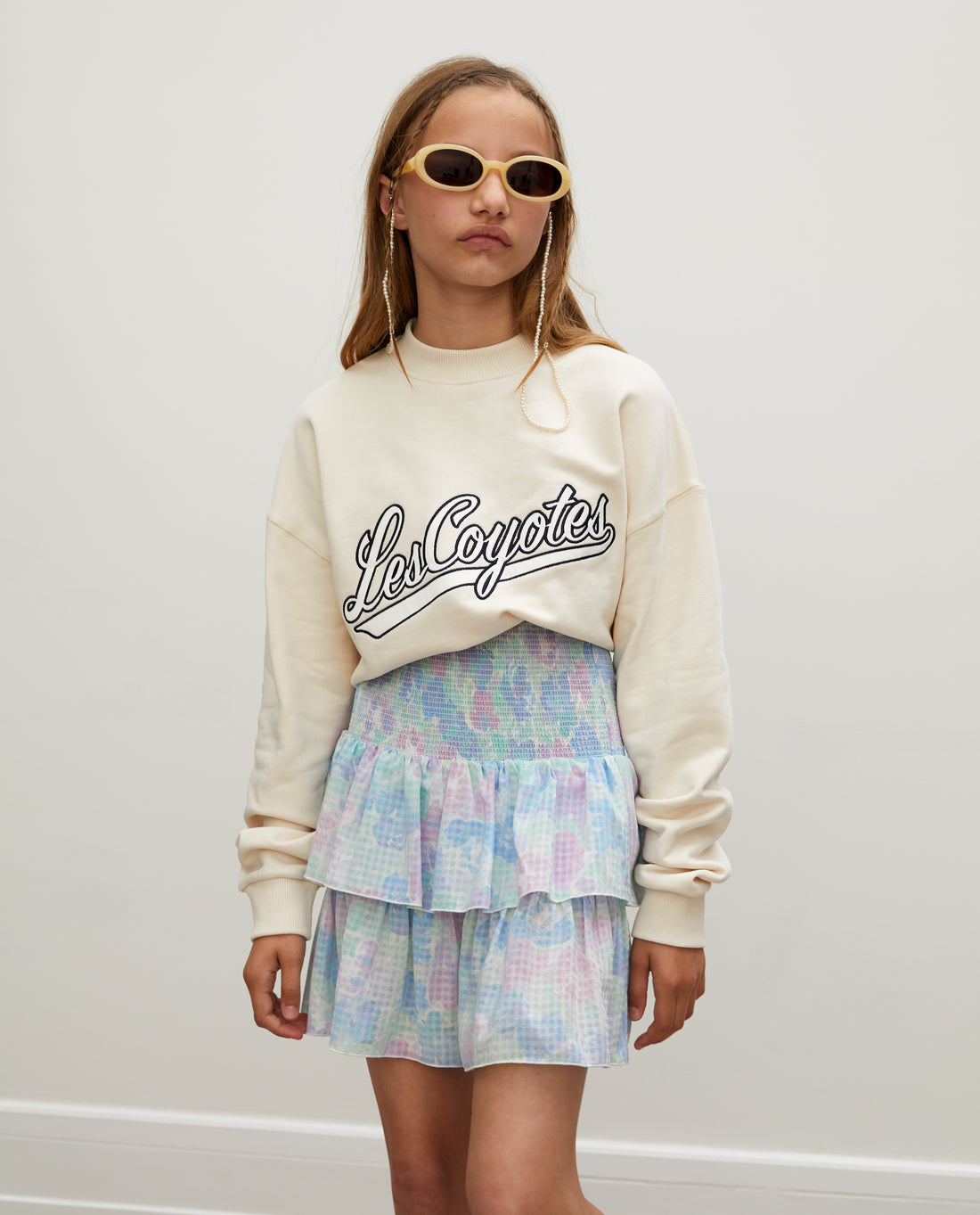 Les Coyotes De Paris Cream Baseball Patch Sweater