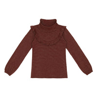 Little Hedonist Tawny Port Gold Ruffled Lucy Long Sleeve Tee