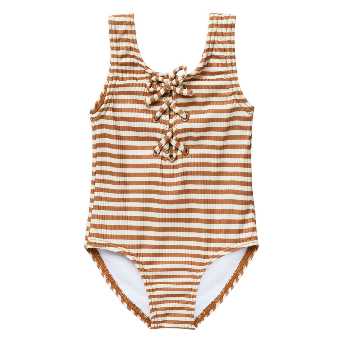 Rylee and Cru Lace Up One-Piece | Rust Stripe