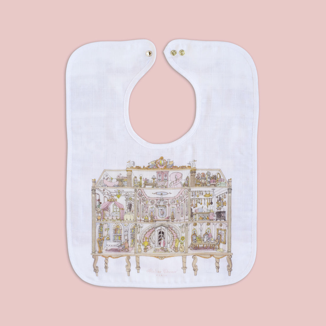 Atelier Choux  Dollhouse Large Bib (Gold Snaps)
