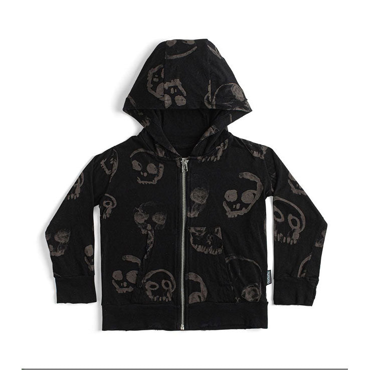 NUNUNU Black Light Faded Skulls Zip Hoodie