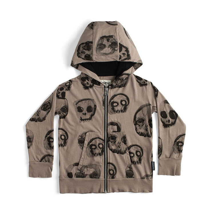 NUNUNU Stone Light Faded Skulls Zip Hoodie