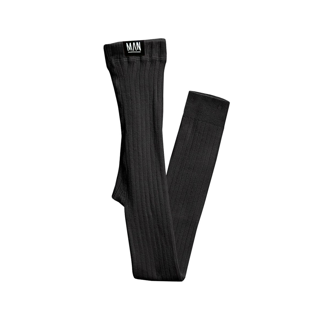 Little Man Happy Black Black Rib Leggings