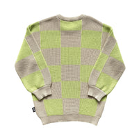 Little Man Happy Off-White and Yellow Checkerboard Knitted Dress