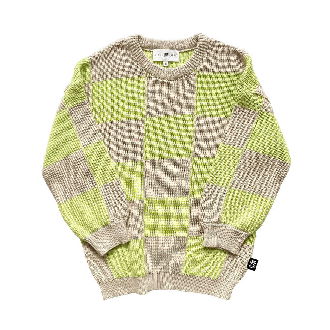 Little Man Happy Off-White and Yellow Checkerboard Knitted Dress