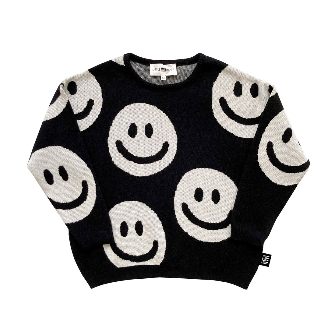 Little Man Happy Black Happy Knit Sweater
