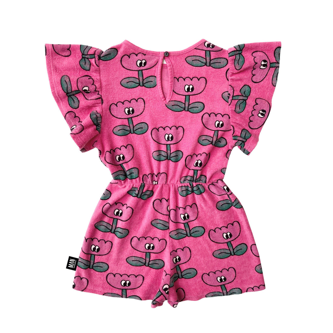 Little Man Happy Shocking Pink Happy Flower Terry Playsuit