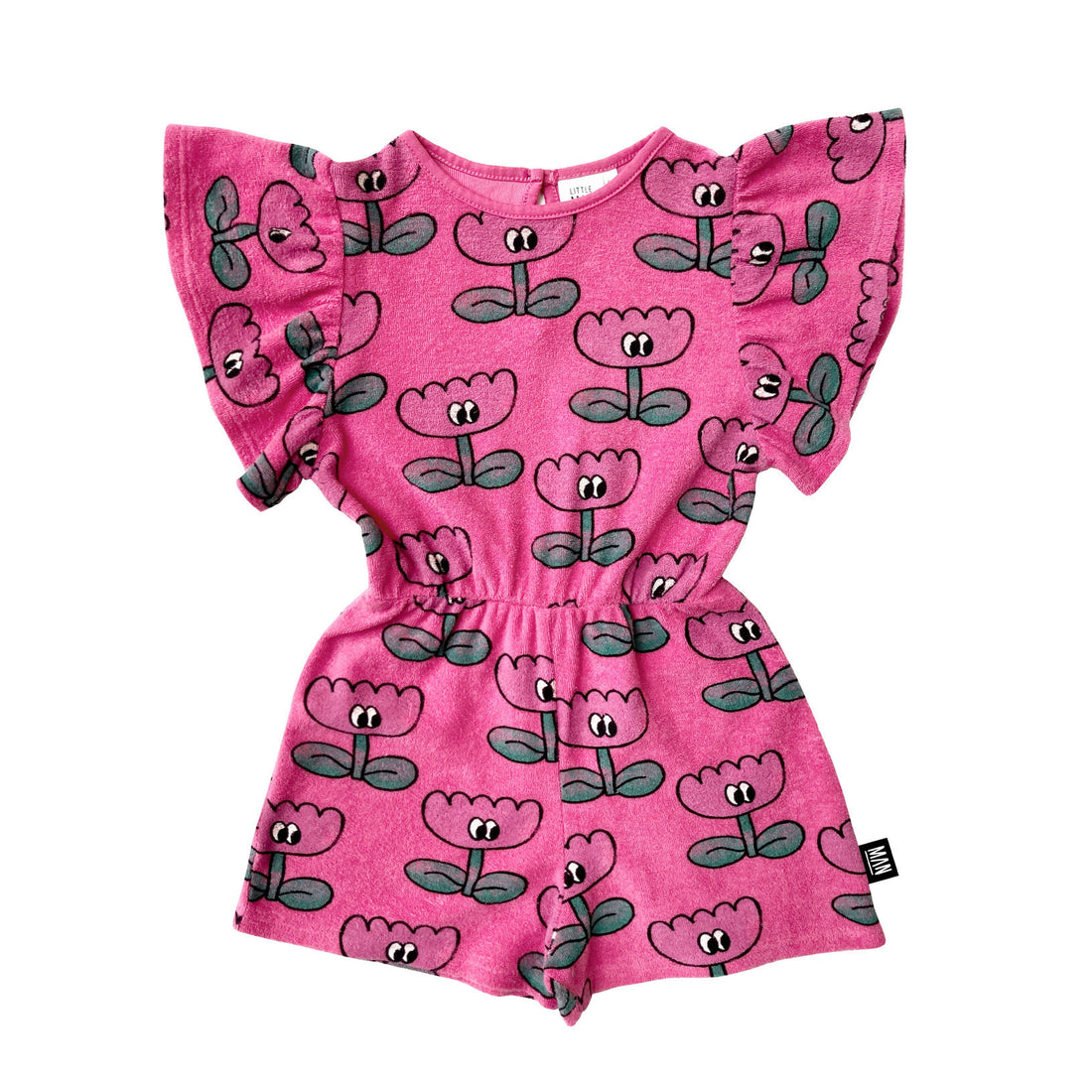Little Man Happy Shocking Pink Happy Flower Terry Playsuit