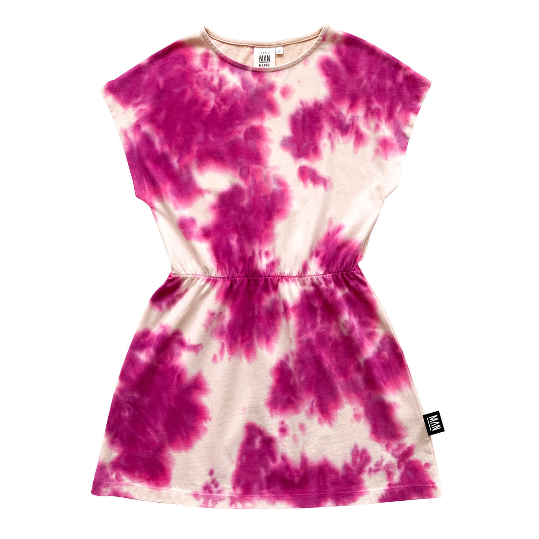 Little Man Happy Shocking Pink Tie Dye Easy Dress