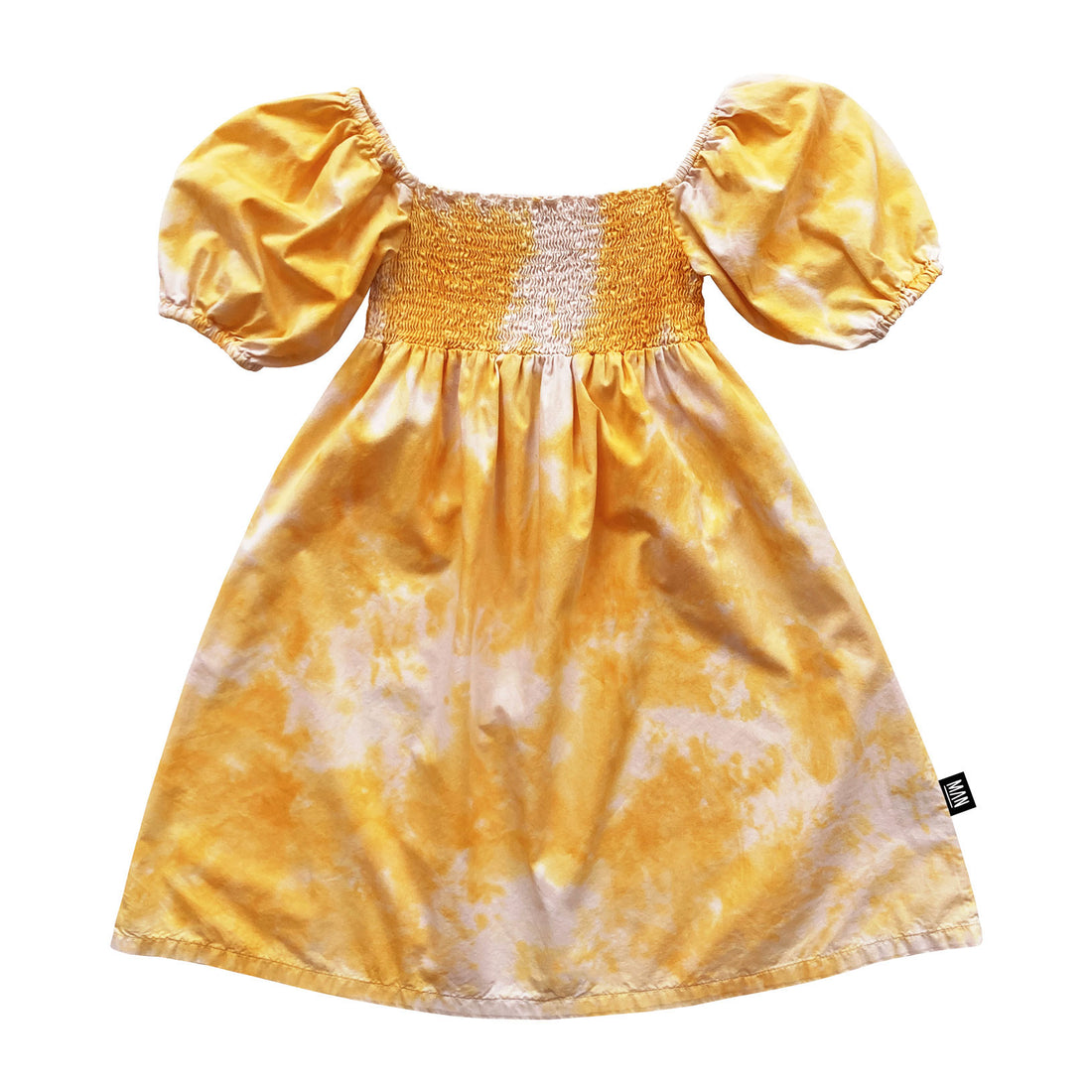 gold newborn dress Little Man Happy Sunset Gold Tie Dye Smocked Dress