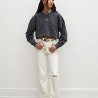 Les Coyotes De Paris Grey Cropped Crewneck Sweater