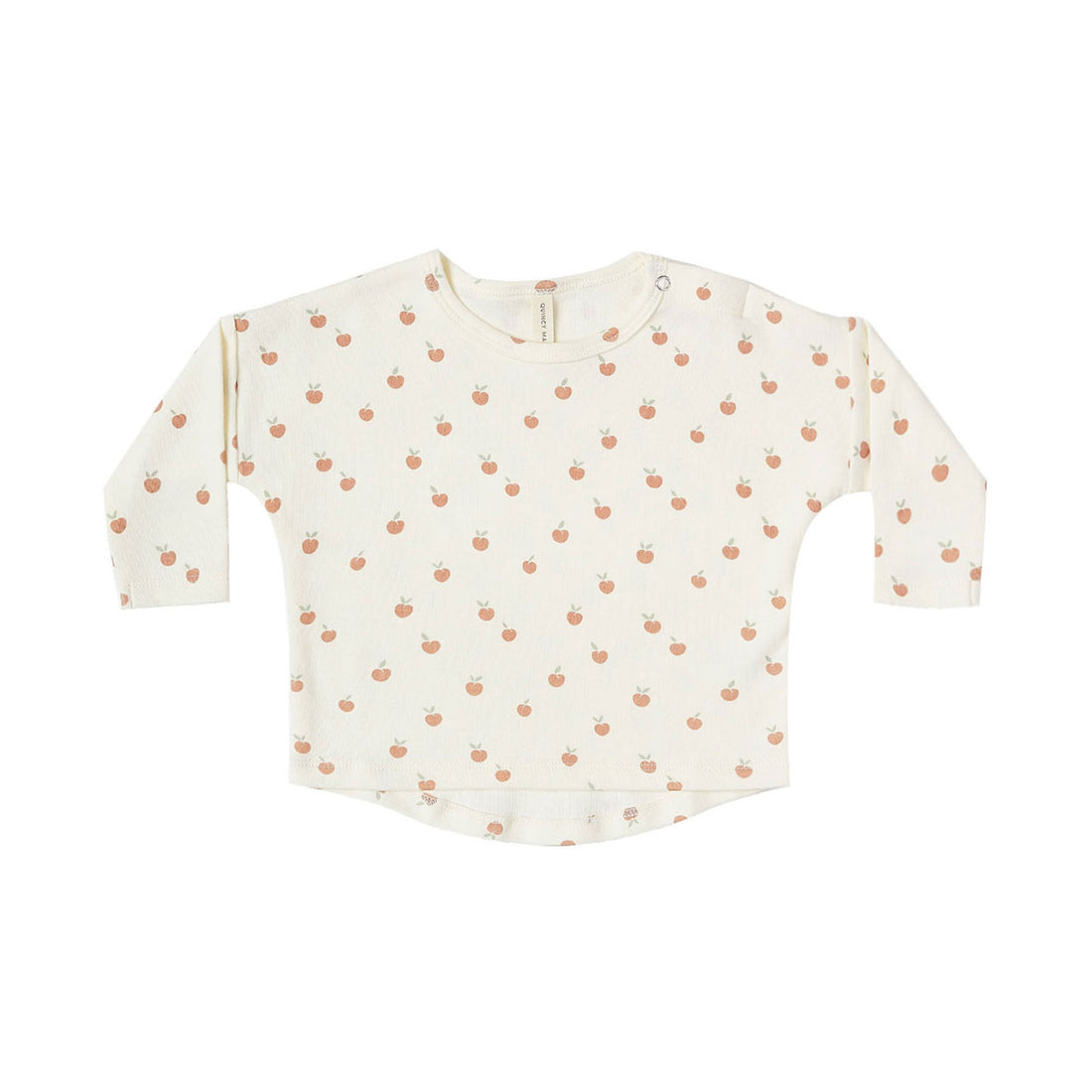 Quincy Mae Ivory/Peach Longsleeve Baby Tee