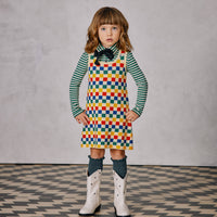Misha and Puff Checkerboard Dress  - Straw