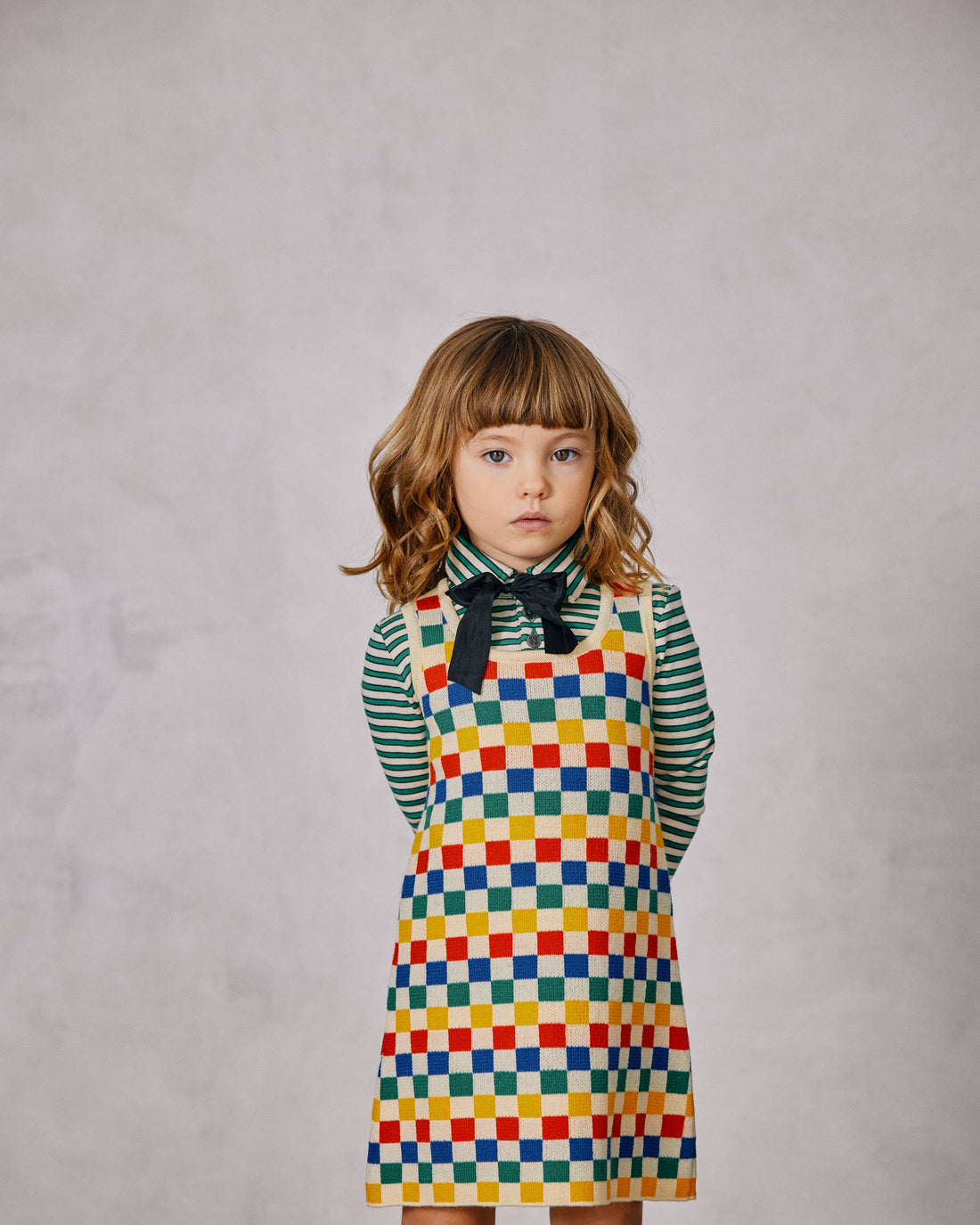 Misha and Puff Checkerboard Dress  - Straw