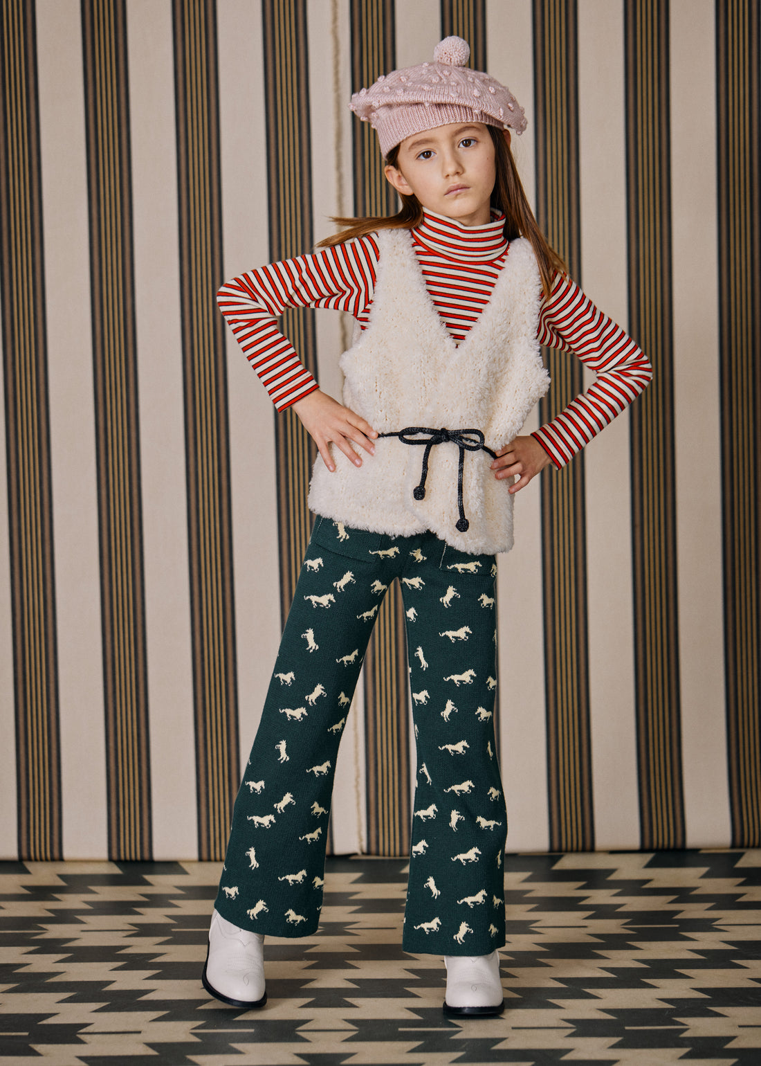 Misha and Puff Turtleneck  - Red Flame Stripe