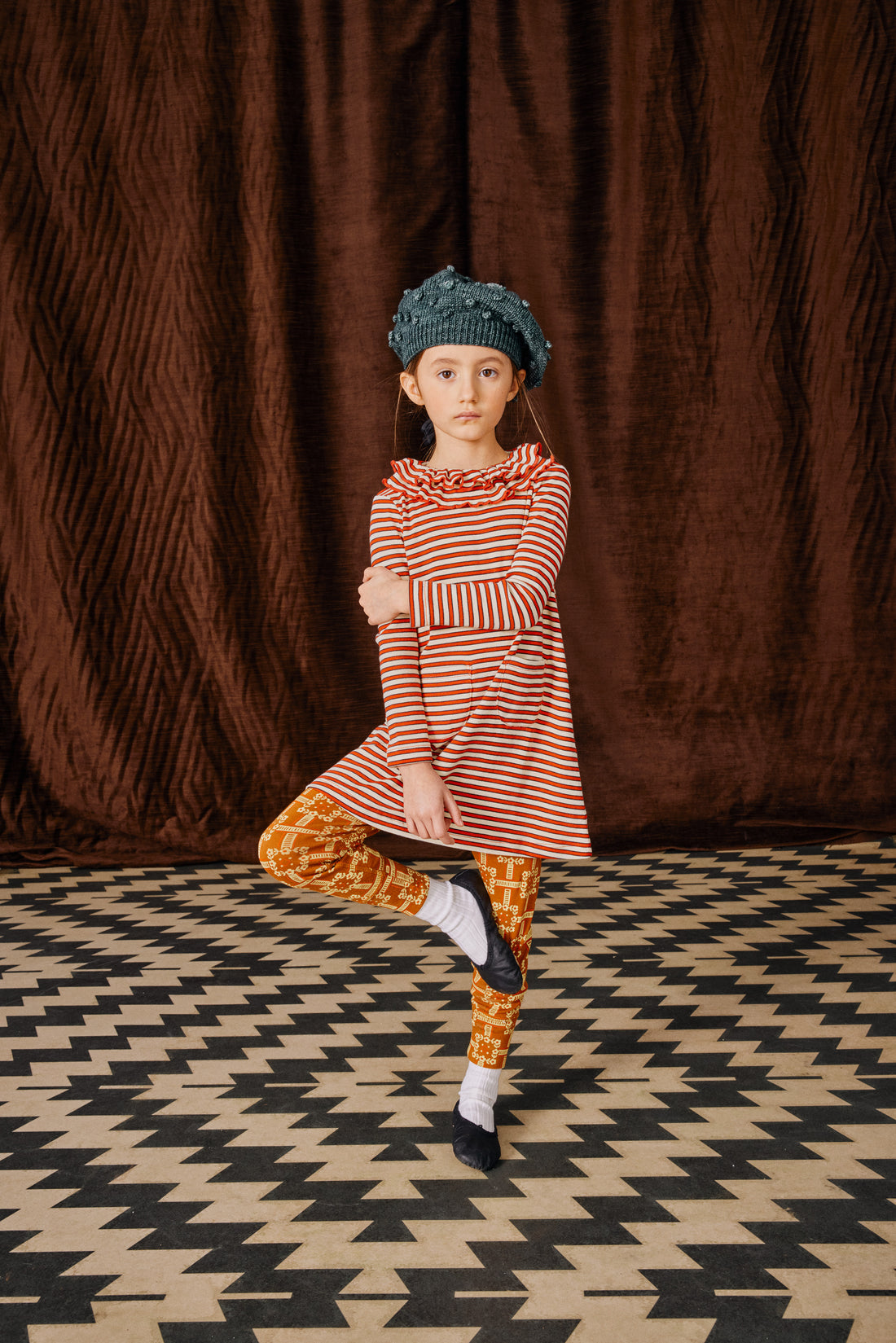 Misha and Puff Sweetheart Dress  - Red Flame Stripe