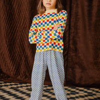 Misha and Puff Checkerboard Everyday Sweater  - Straw
