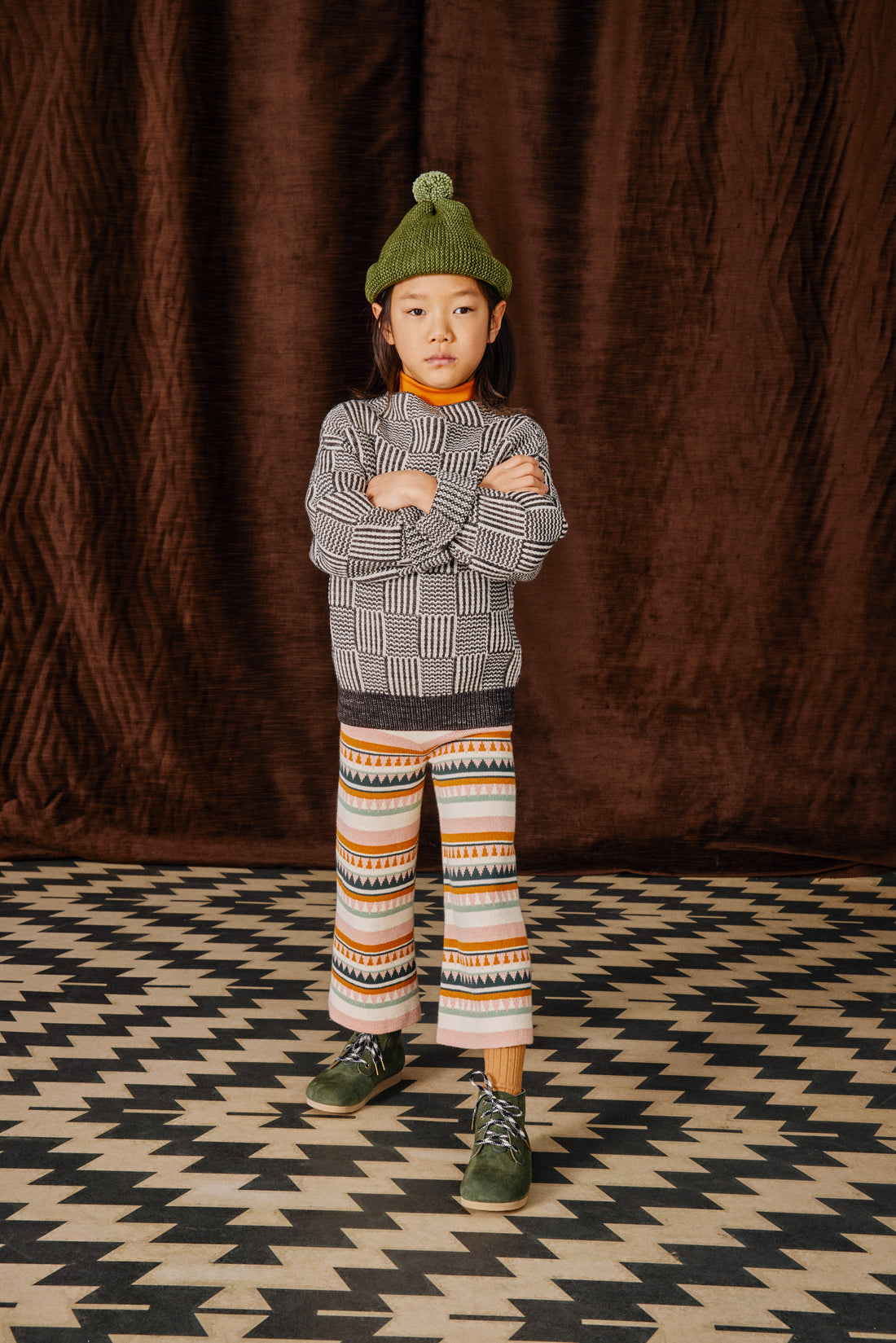 Misha and Puff Illusion Funnel Neck Sweater  - Bark
