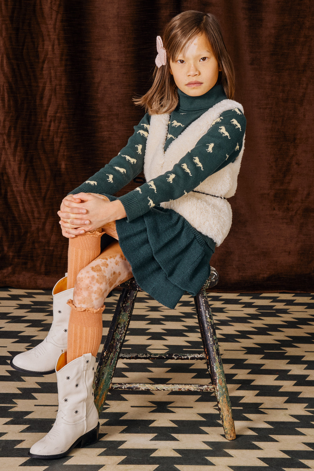 Misha and Puff Block Party Skirt  - Camp Green