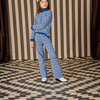 Misha and Puff Izzy Turtleneck  - Blueberry Vintage Grid