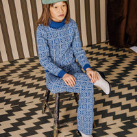 Misha and Puff Izzy Turtleneck  - Blueberry Vintage Grid