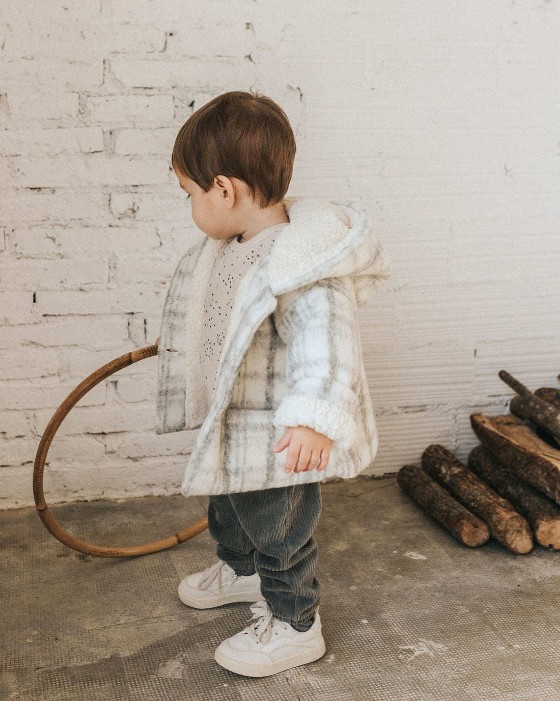 Buho Plaid Baby Hooded Jacket