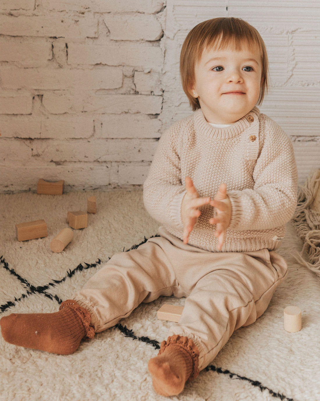 Buho Cream Baby Rice Knit Sweater