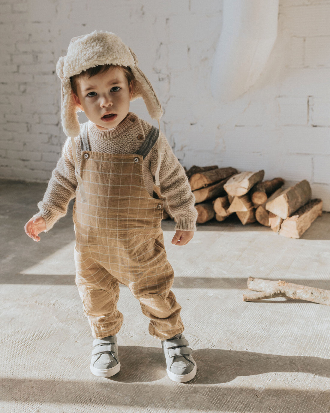 Buho Check Amber Baby Check Dungaree