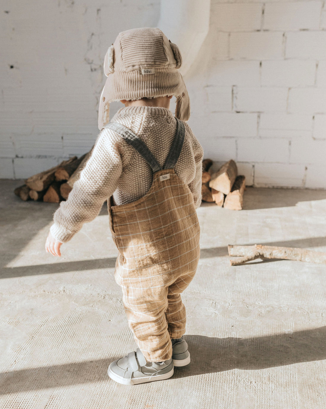 Buho Check Amber Baby Check Dungaree