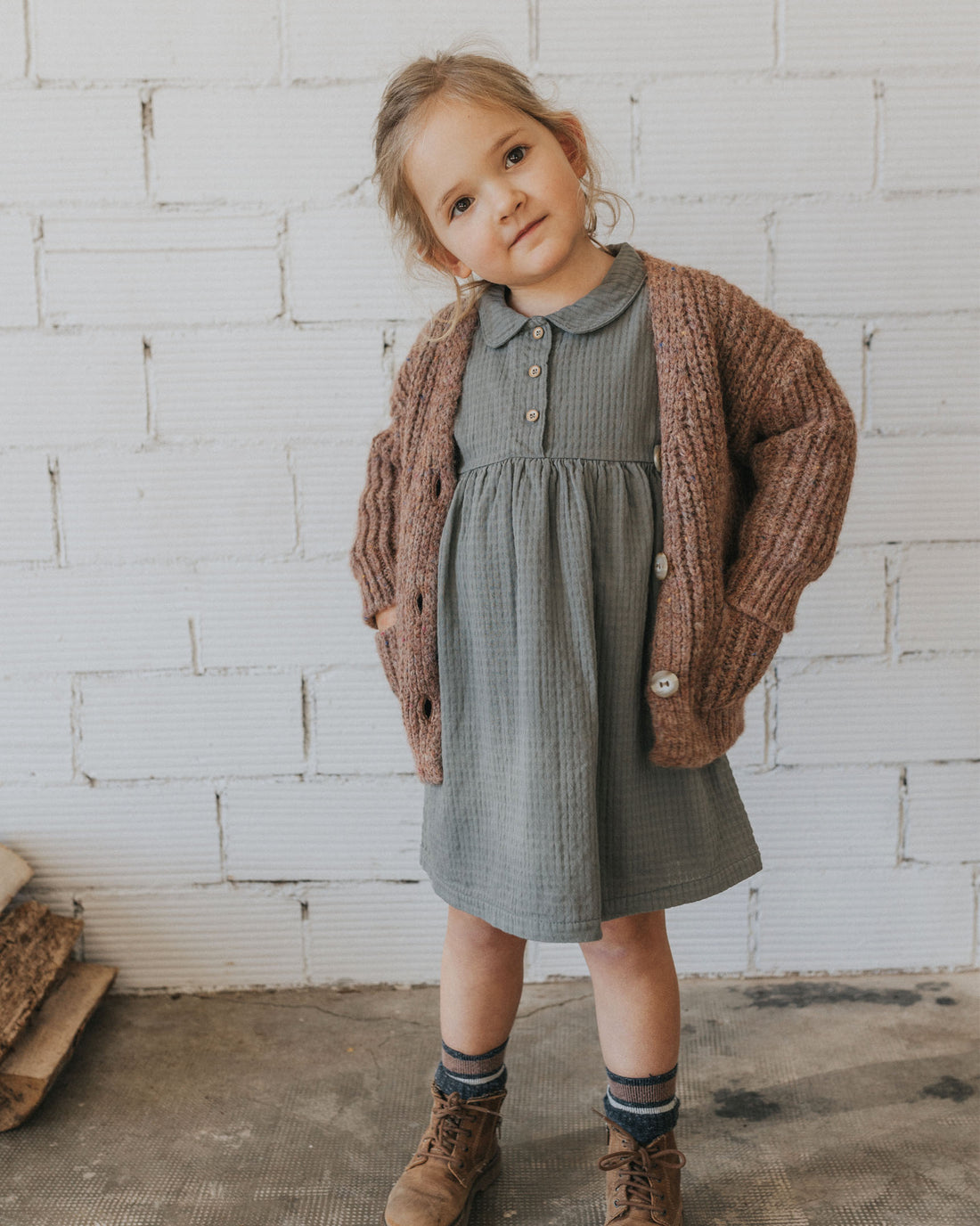 Buho Old Rose Pockets Cardigan