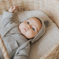 Buho Grey NB Knit Pom Pom Bonnet
